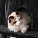 Albero Tiragraffi per Gatti 56x56x240 cm in Peluche e Corda di Juta Grigio Scuro e Beige