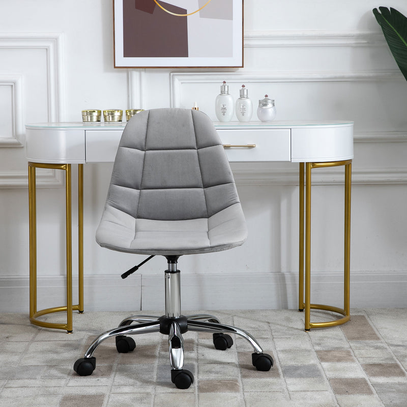 Sedia Poltrona Operativa da Ufficio in Tessuto Vellutato Grigio