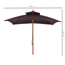 Ombrellone da Giardino 3x3 m Palo Ø48 mm 8 Stecche in Legno Marrone