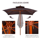 Ombrellone da Giardino 3x3 m Palo Ø48 mm 8 Stecche in Legno Marrone