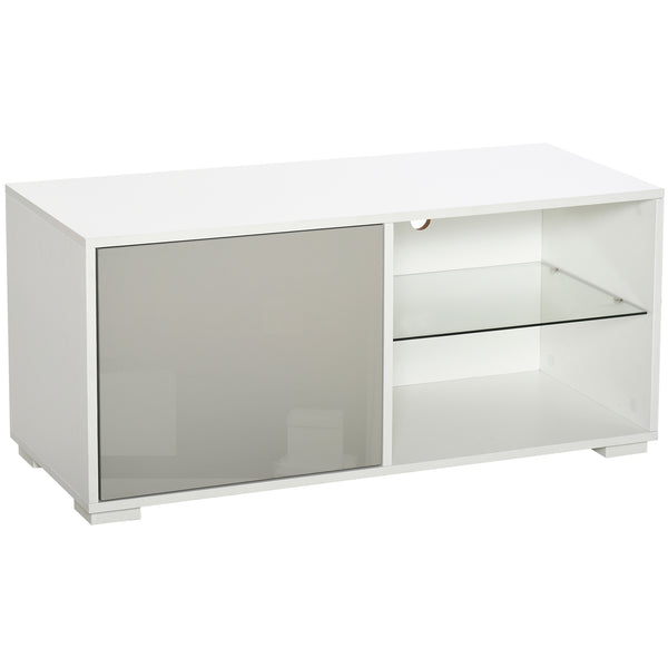TV-Schrank 100 x 40 x 45 cm aus Spanplatte und weißem und grauem Glas acquista