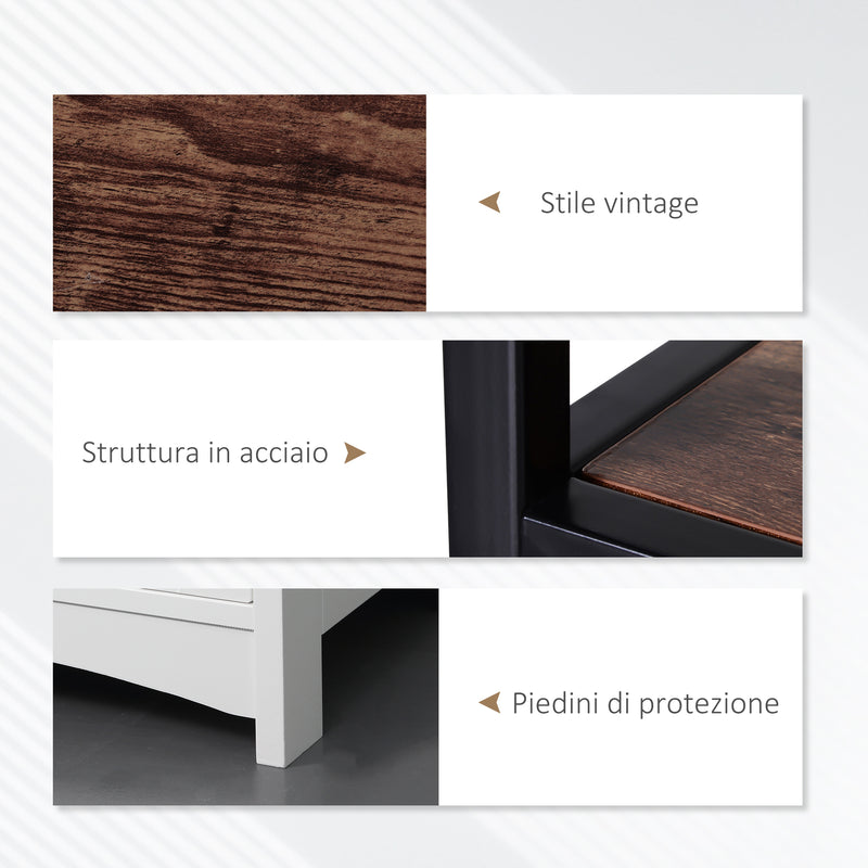 Mobile TV 120x40x45 cm in Metallo e Truciolare Nero e Marrone