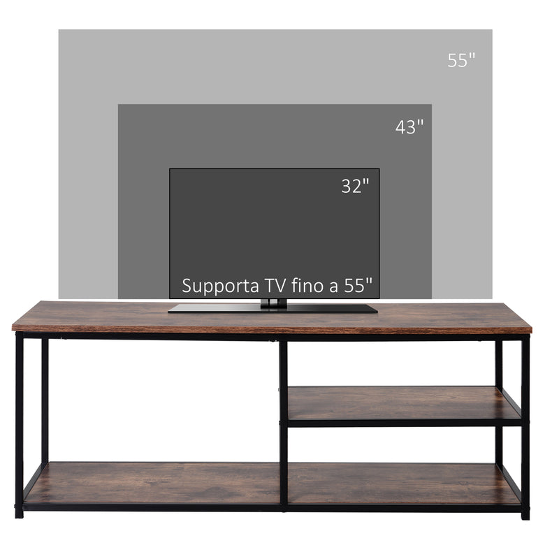 Mobile TV 120x40x45 cm in Metallo e Truciolare Nero e Marrone