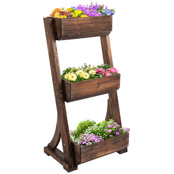 prezzo Pflanzenhalter Garden Planter 3 Regale 61 x 48 x 118 cm aus karbonisiertem Holz