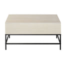 Tavolino Basso con Piano Sollevabile 90x60,5x45,5 in Metallo e MDF Legno Chiaro