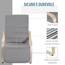 Poltrona Relax con Poggiapiedi a 5 Livelli in Legno di Betulla Grigio