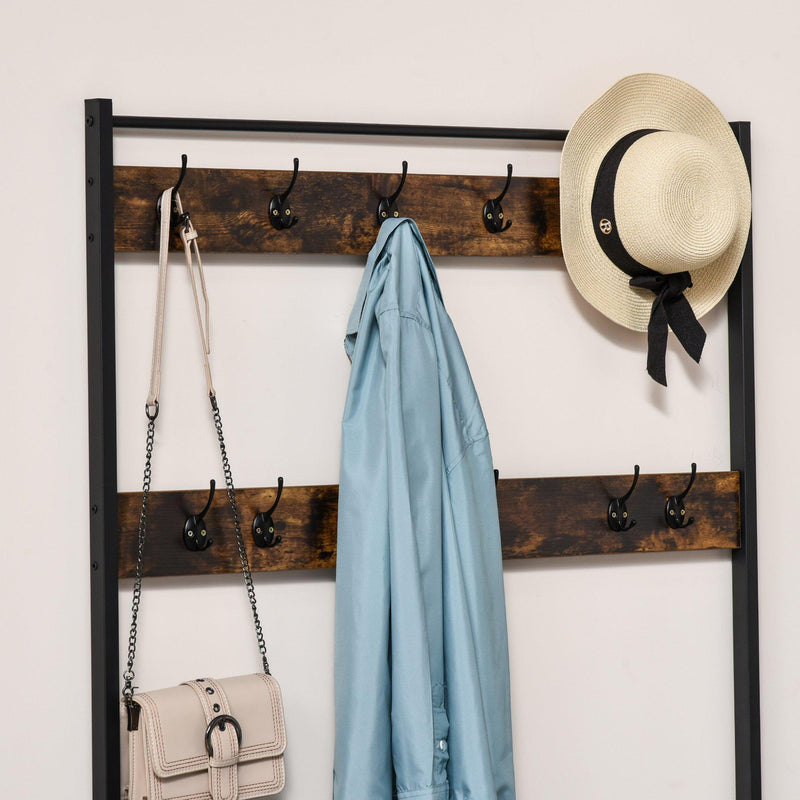 Appendiabiti Panchina per Ingresso con Scarpiera 100x40x184 cm in Metallo Nero e Marrone