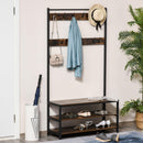 Appendiabiti Panchina per Ingresso con Scarpiera 100x40x184 cm in Metallo Nero e Marrone