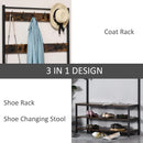 Appendiabiti Panchina per Ingresso con Scarpiera 100x40x184 cm in Metallo Nero e Marrone