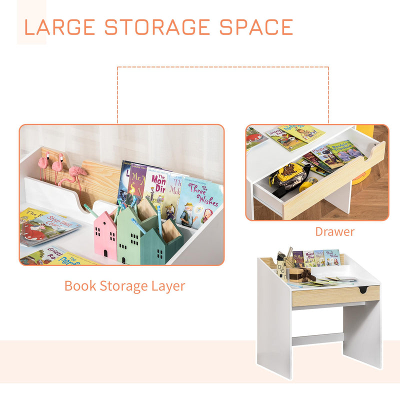 Scrivania con Libreria per Bambini 70x50x75 cm in Legno Bianca
