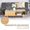 Tavolino Basso con Anta e Cassetto 110x50x41,5 cm in Legno Truciolare Naturale