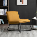 Poltroncina Imbottita 63x75x70 cm in Metallo e Tessuto Giallo