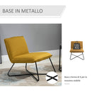 Poltroncina Imbottita 63x75x70 cm in Metallo e Tessuto Giallo