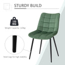 Set 2 Sedie Imbottite 46x58,5x85,5 cm in Tessuto Vellutato Verdi