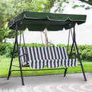 Dondolo 3 Posti da Giardino 172x110x152 cm in Acciaio e Tessuto Verde e Bianco