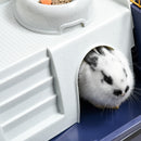 Gabbia per Conigli con Carrello 78x44x91 cm in Metallo Blu e Nero