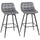 Set mit 2 gepolsterten Barhockern 45 x 47 x 88 cm aus Metall und grauem Samtstoff