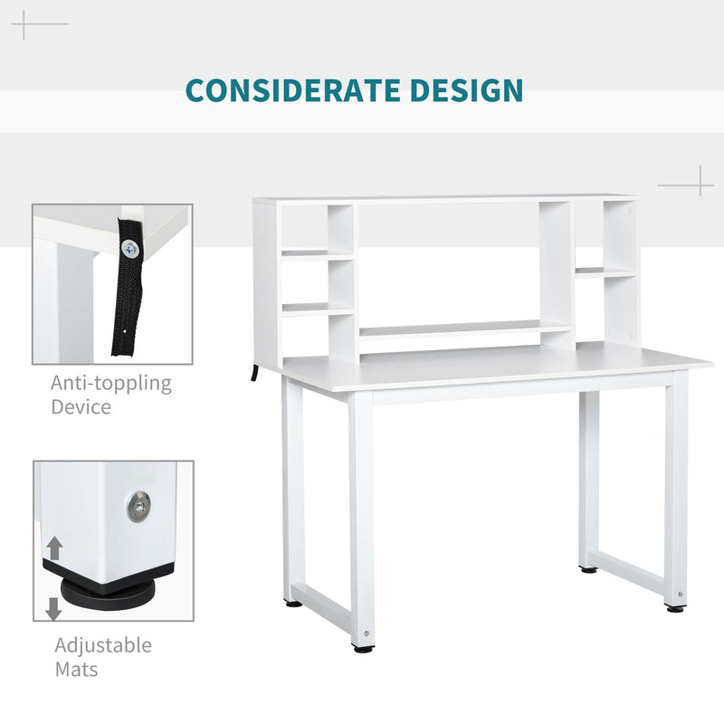 Scrivania con Scaffale 120x60x125 cm in Legno Bianco