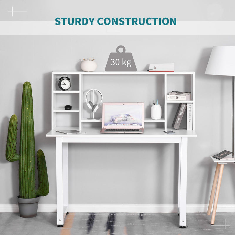 Scrivania con Scaffale 120x60x125 cm in Legno Bianco