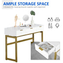 Consolle Trucco da Camera 100x40x76 cm in MDF e Metallo Bianco e Oro