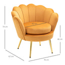 Poltrona Imbottita da Camera 75x63x73 cm in Velluto Giallo