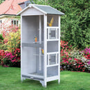 Voliera Gabbia per Uccelli 80,5x57x158,5 cm in Legno Grigio