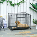 Gabbia per Cani Pieghevole 109,5x71x78 cm con Ruote in Metallo Grigio Scuro