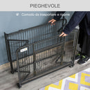 Gabbia per Cani Pieghevole 109,5x71x78 cm con Ruote in Metallo Grigio Scuro