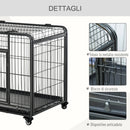 Gabbia per Cani Pieghevole 109,5x71x78 cm con Ruote in Metallo Grigio Scuro