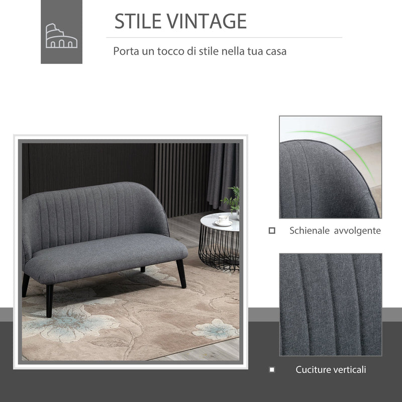 Divano 2 Posti 114x57x70 cm in Tessuto Grigio