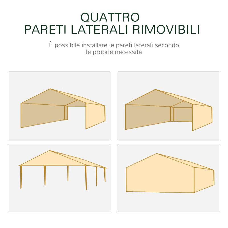 Gazebo da Giardino Pieghevole con Zanzariera 595x295x255 cm in Metallo e Tessuto Bianco