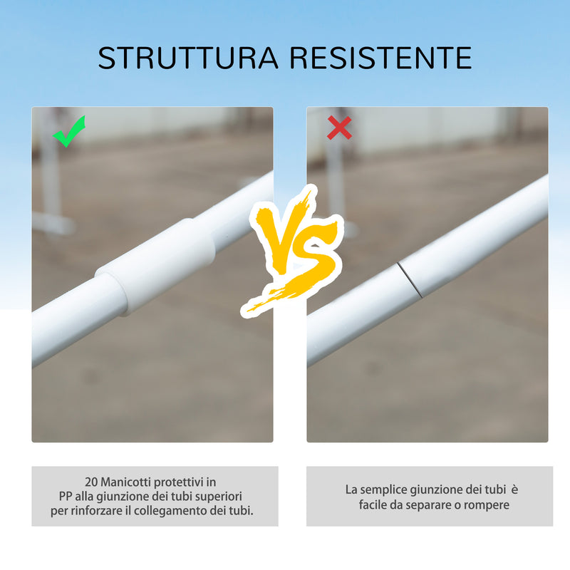 Gazebo da Giardino Pieghevole con Zanzariera 595x295x255 cm in Metallo e Tessuto Bianco