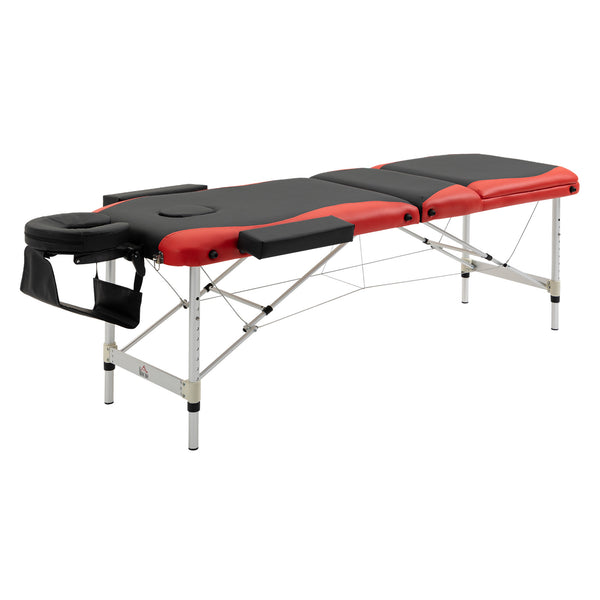 sconto Physiotherapie-Massageliege 2 Gelenke 215 x 60 x 84 cm aus schwarzem und rotem Aluminium