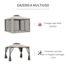 Gazebo da Giardino Pieghevole con Zanzariera 2,94x2,94m in Metallo e Tessuto Talpa