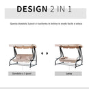 Dondolo 3 Posti da Giardino con Schienale Reclinabile per Funzione Letto Beige