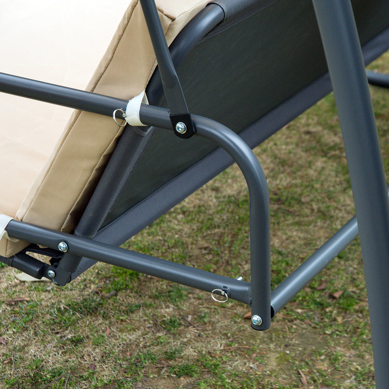 Dondolo 3 Posti da Giardino con Zanzariera Schienale Reclinabile per Funzione Letto Caffè? Chiaro