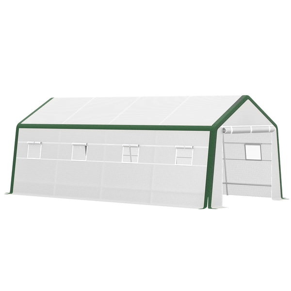 Gartengewächshaus mit 8 Fenstern 600 x 300 x 240 cm aus weißem Stahl sconto