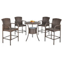 Set Tavolino con 4 Sedie da Giardino in Rattan Sintetico Marrone