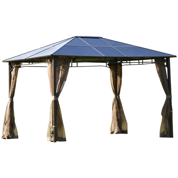 prezzo Gartenpavillon mit Moskitonetz 3,6 x 3 m, braunes Polycarbonatdach