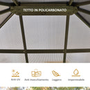 Gazebo da Giardino con Zanzariera 3,6x3m Tetto in Policarbonato Marrone