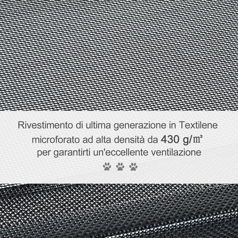Brandina Portatile per Cani 110x80x20 cm Fino a 22Kg in Metallo e Tessuto a Rete Nero