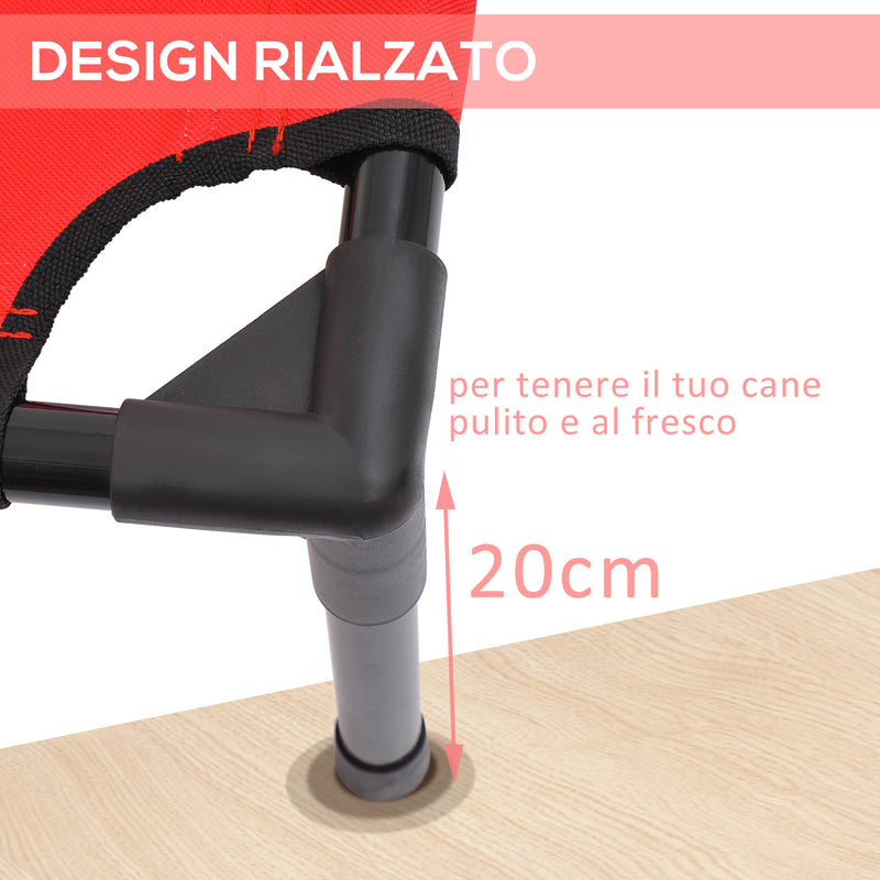 Brandina Portatile per Cani 78x68x20 cm Fino a 18Kg in Metallo e Tessuto Oxford Rosso