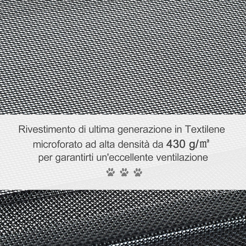 Brandina Portatile per Cani 110x80x20 cm Fino a 31,8Kg in Metallo e Tessuto a Rete Nero