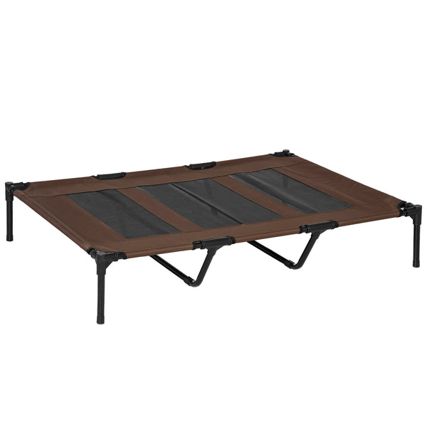 Tragbares Bett für Hunde 122 x 92 x 23 cm bis 50 kg aus Metall und braunem Oxford-Stoff acquista
