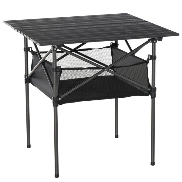 Klappbarer Campingtisch 70x70x69 cm aus schwarzem Aluminium acquista