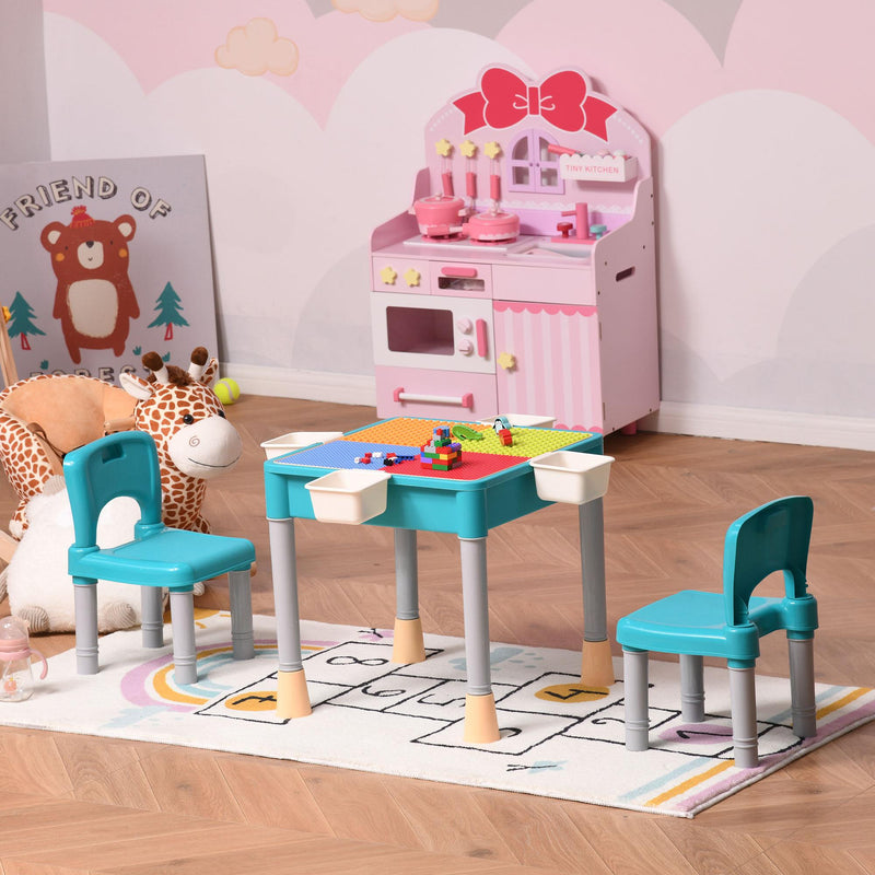 Tavolo Contenitore e 2 Sedie per Bambini in Polipropilene Multicolore