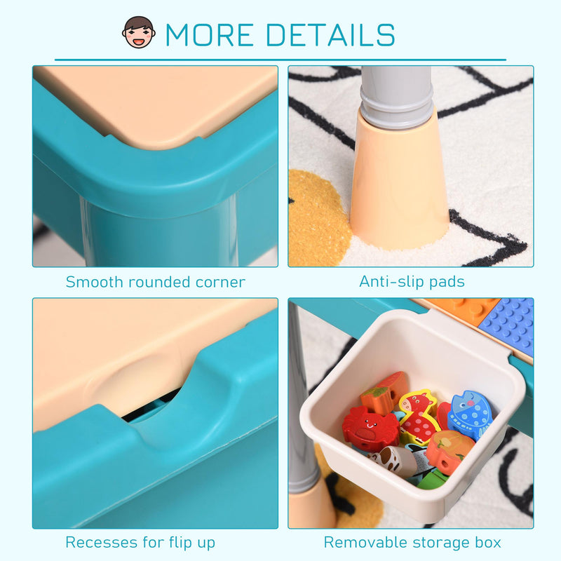 Tavolo Contenitore e 2 Sedie per Bambini in Polipropilene Multicolore