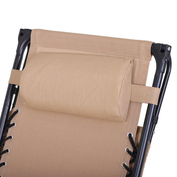 Zero Gravity Reclining Folding Liegestuhl mit Baldachin und Getränkehalter in Textilene Beige acquista
