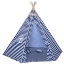 Casetta Tenda Indiana per Bambini 2x2x1,7m in Poliestere e Legno Blu
