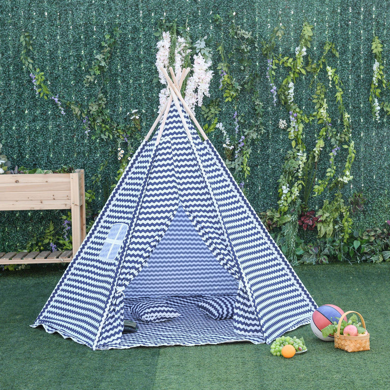 Casetta Tenda Indiana per Bambini 2x2x1,7m in Poliestere e Legno Blu